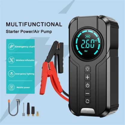 Multi-Function Portable Car Jump Starter with Air Compressor, Power Bank, and Emergency Light - Image 3