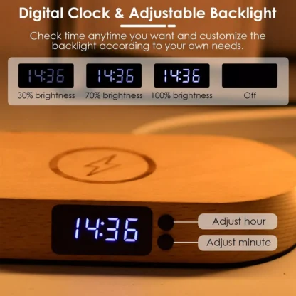 Multifunction Wireless Charging Hub: Fast-Charging LED Desk Lamp, Night Light and Clock with USB Port - Image 3